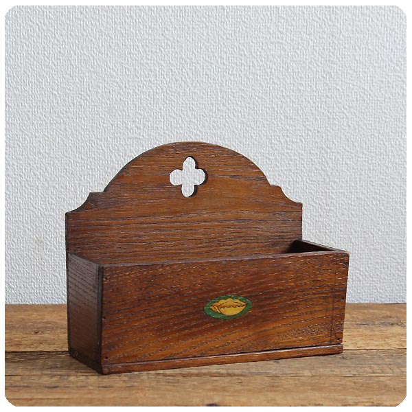 イギリス アンティーク ウッドボックス レターラック インテリア 雑貨「オーク材小物」V-791