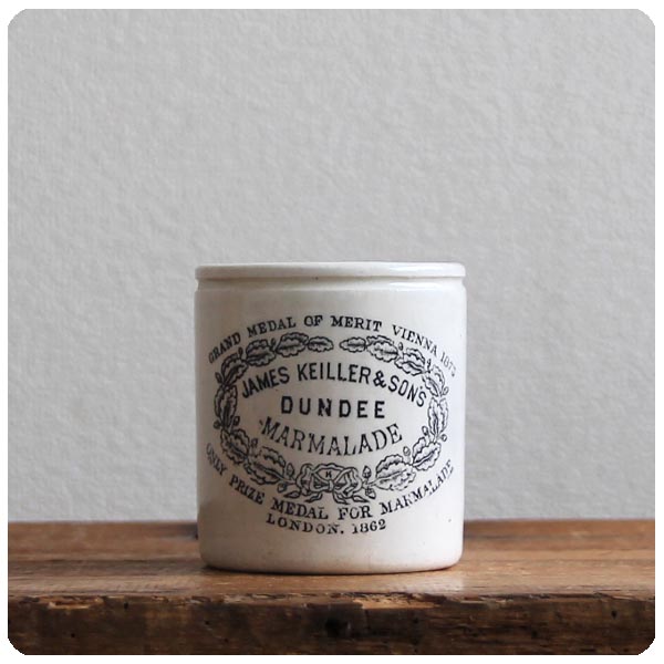 イギリス アンティーク DUNDEE マーマレードジャー/ダンディーポット/陶器/容器【JAMES KEILLER & SONS】Y-788