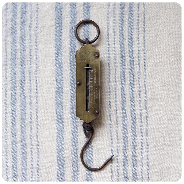 イギリス アンティーク ポケットバランス/スプリングバランス/ハンギングスケール/吊りはかり/ブラス/真鍮【HUGHES'S】Z-125