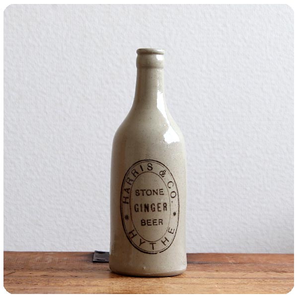 イギリス アンティーク ジンジャービアボトル/陶器製ビールボトル/花瓶/一輪挿し/インテリア【HARRIS&CO HYTHE】Z-988