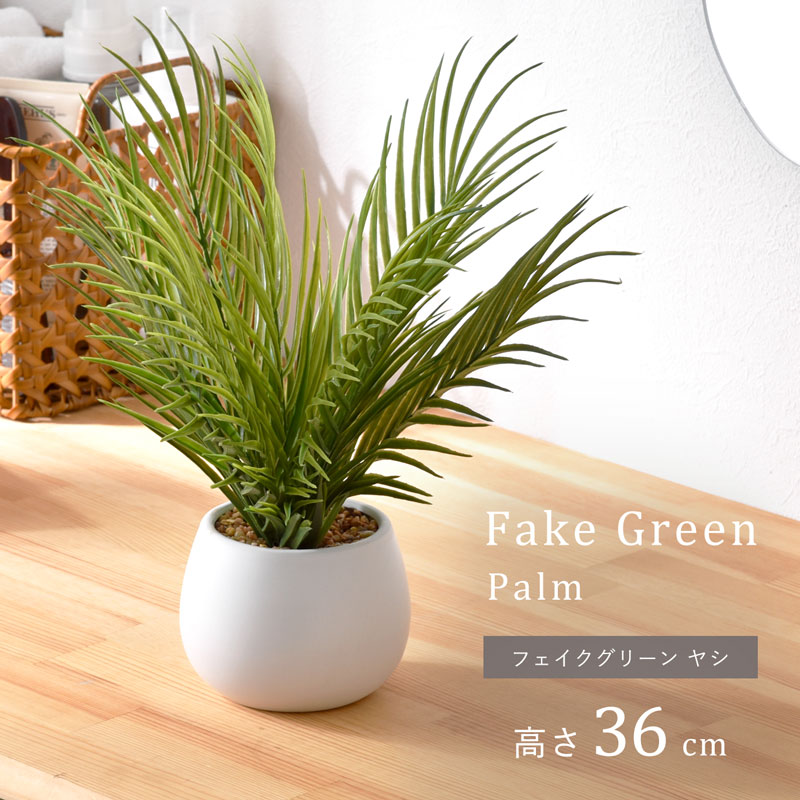 フェイクグリーン ヤシ 36cm セラミックポット