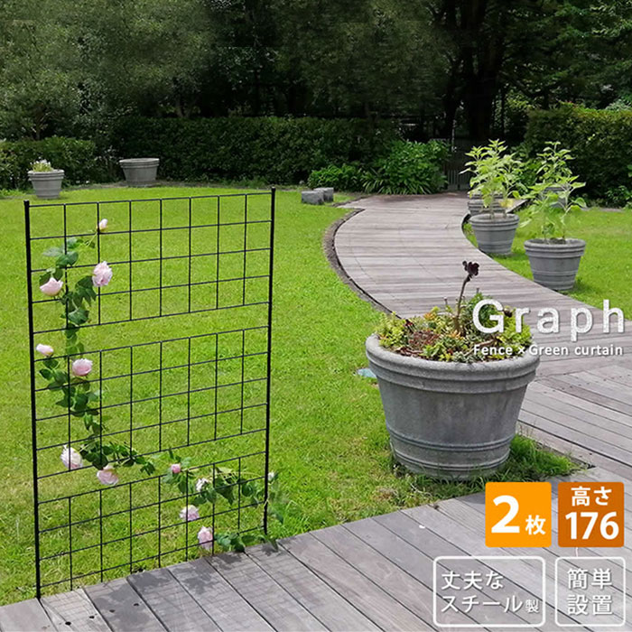 格子型アイアンフェンス 高さ176cm グラフ 2枚組