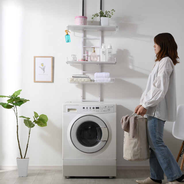 【新品・送料無料】つっぱり式ランドリーラック　WAL/WH 楽天市場】つっぱり式ランドリーラック60 WAL/WH つっぱり棚 3段