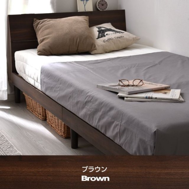 すのこ ベッドフレーム ベッドボード付き 宮棚付き ベッド ミア 家具