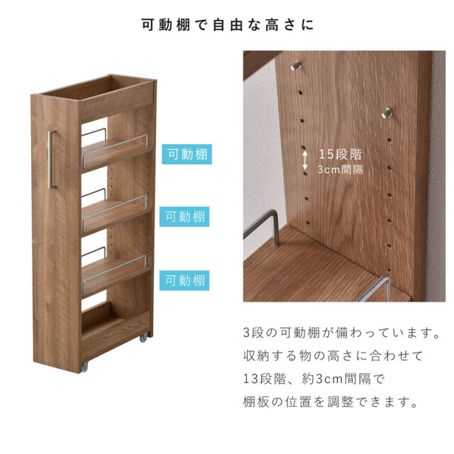 キャスター付き収納 幅20cmタイプ イルザ 家具通販 ワイエムワールド本店