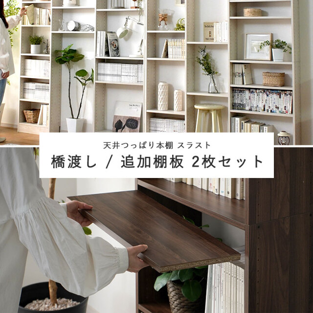 天井つっぱり本棚 スラスト 幅60cm 奥行19cm 専用 棚板2枚セット 【00