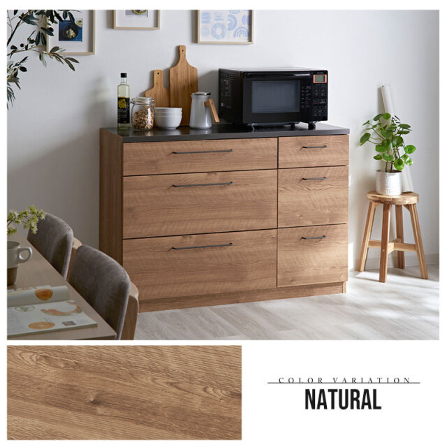 特殊鋼天板×ヴィンテージ キッチンカウンター 幅120cm 引出し6杯 家具