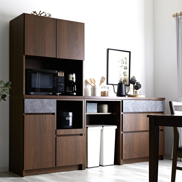 日本製 食器棚 キッチンボード 完成品 80cm ダリア 家具通販 ワイエム