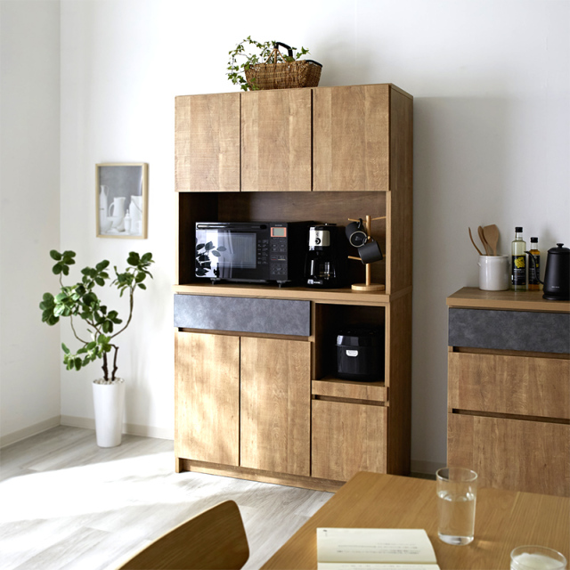 日本製 食器棚 キッチンボード 完成品 105cm ダリア 家具通販 ワイエム