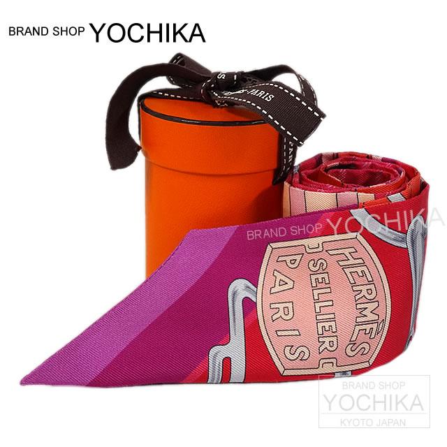 HERMES エルメス ツイリー スカーフ "タッタソール" フューシャXローズXコーラル シルク 新品