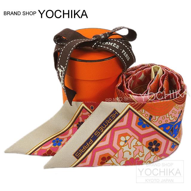 HERMES エルメス ツイリー スカーフ "王室のコレクション" ベージュXピンクXルージュ シルク100% 新品