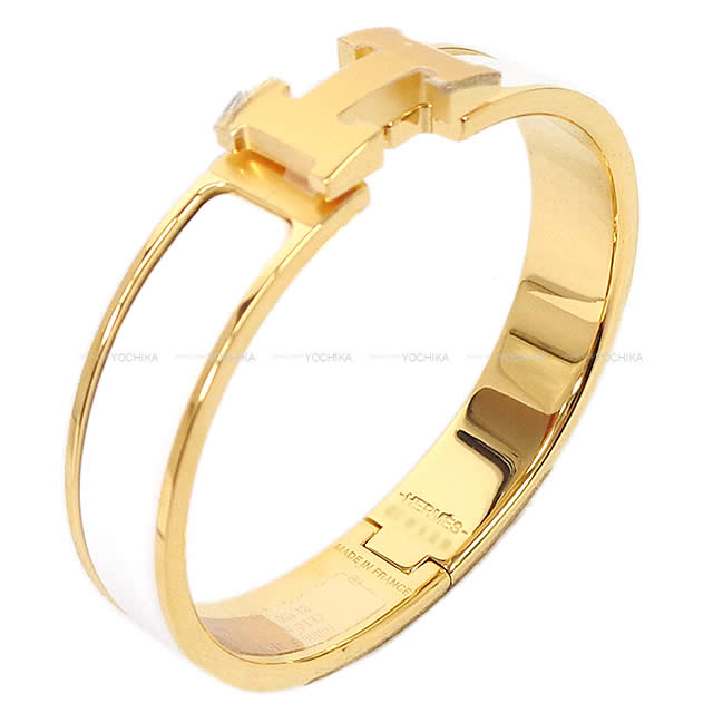 HERMES エルメス ブレスレット バングル "クリック アッシュ" PM 白(ホワイト) ゴールドプレーテッド 新品未使用