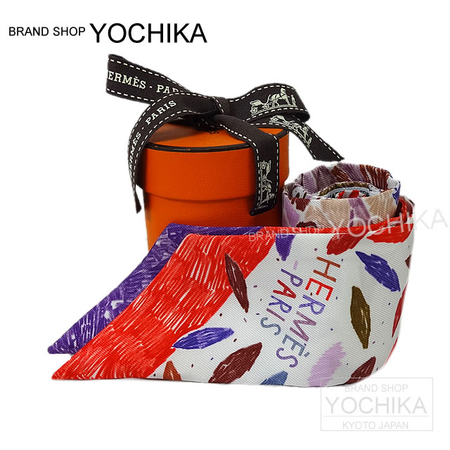 HERMES エルメス ツイリー スカーフ "それぞれの巣作り" 白XルージュXアネモネ シルク100% 新品