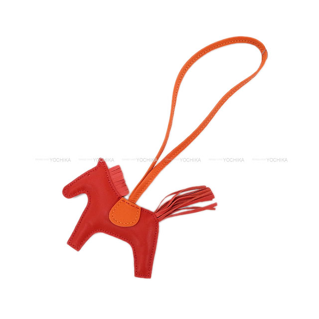 HERMES エルメス バッグチャーム ロデオ RODEO PM ルージュインディアン/ローズジャイプール/フーオレンジ アニューミロ(ラム) 新品未使用
