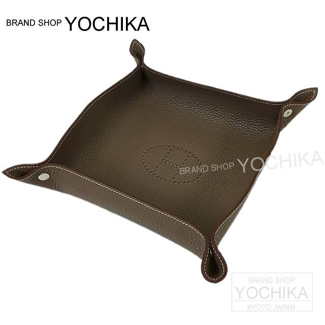 HERMES エルメス トレー マット "ヴィド・ポッシュ" エトープ トリヨン シルバー金具 新品未使用