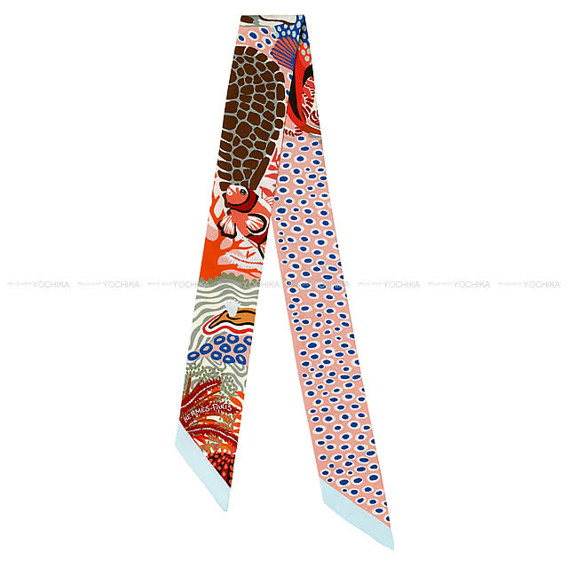 2017春夏 新作 HERMES エルメス ツイリー スカーフ "UNDER THE WAVES" アクアXローズプードルXブルン シルク100% 新品