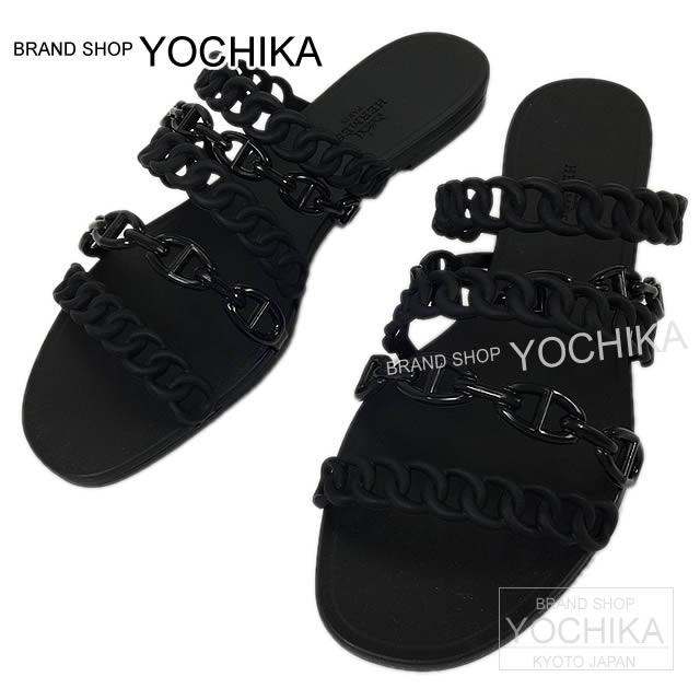 HERMES エルメス レディース セリエ サンダル "NUDE ヌード" #37 黒 ラバー 新品