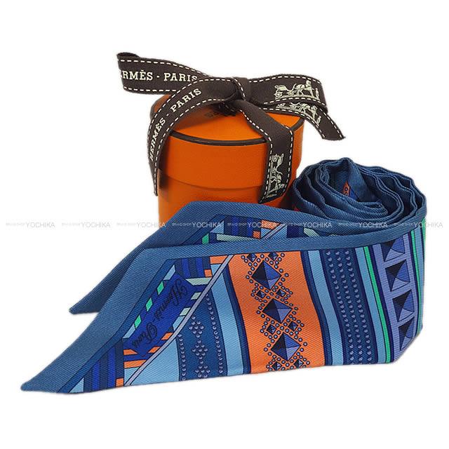 2017年春夏 新作 HERMES エルメス ツイリー スカーフ "コリエ・ド・シアン" ブルージーン×コーラル 新品