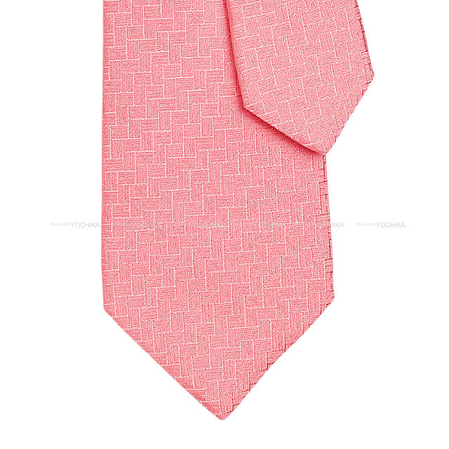HERMES エルメス ネクタイ "Hロゴ/FACONNEE H 24" ローズペール シルク100% 新品