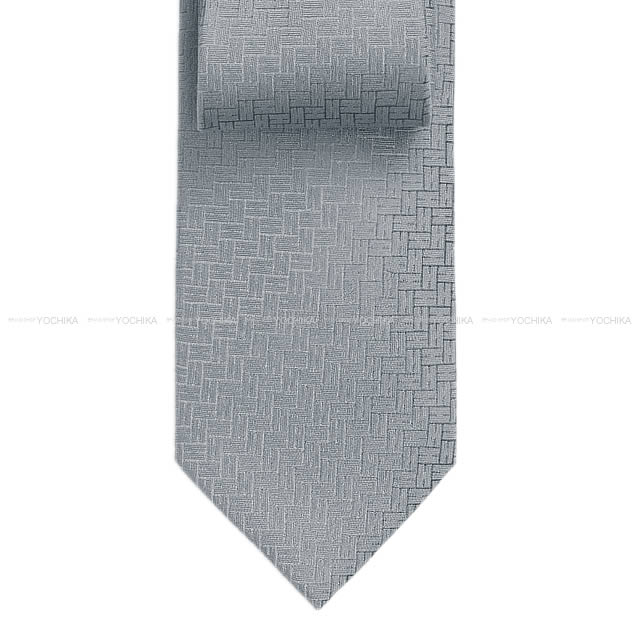 HERMES エルメス ネクタイ "FACONNEE H 24" グリサンドルグレー シルク100% 新品