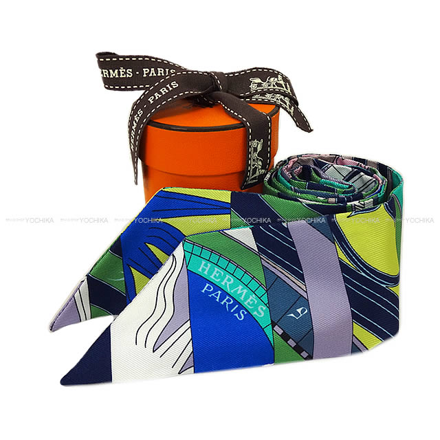 HERMES エルメス ツイリー スカーフ "新なる占星術" ピンクXイヴォワールXグリーン シルク100% 新品