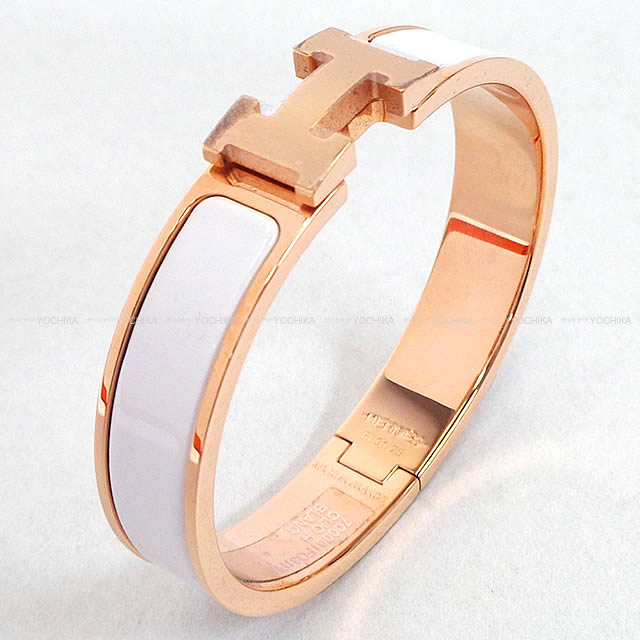 HERMES エルメス ブレスレット バングル "クリック アッシュ" PM 白(ホワイト) ローズゴールドプレーテッド 新品