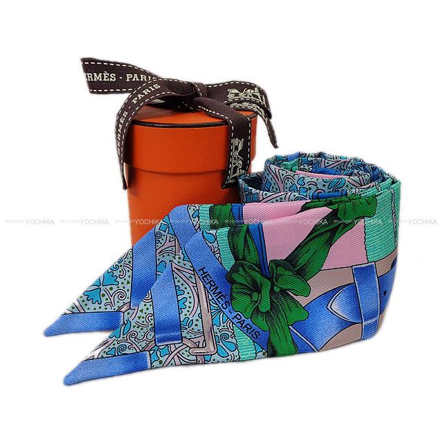 2017 秋冬 HERMES エルメス ツイリー スカーフ "グラン マネージュ フルリ" ローズペールXターコイズ 新品