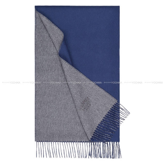 HERMES エルメス 大判 スカーフ ショール ストール リバーシブル (大) "Double face" グリスフランネル