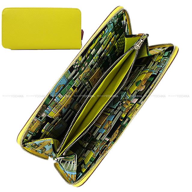 HERMES エルメス アザップ シルクイン 財布 "カレ・アン・ブックル" 黒Xライム エプソンXシルクXバレニア 新品