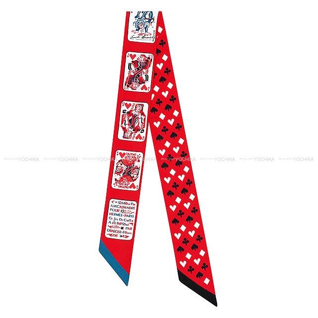HERMES エルメス ツイリー スカーフ "Jeu de Cartes" トランプ ハート柄 クエッチXルージュX黒
