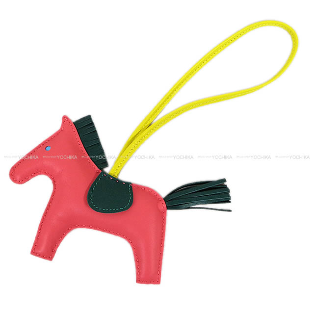 HERMES エルメス バッグチャーム "ロデオ/RODEO" MM ローズアザレXライムXマラカイト アニューミロ(ラム) 新品