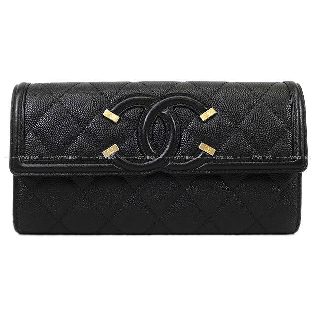 2018 プレ CHANEL シャネル マトラッセ ビッグココマーク フラップ 長財布 黒 キャビアスキン A84448 新品