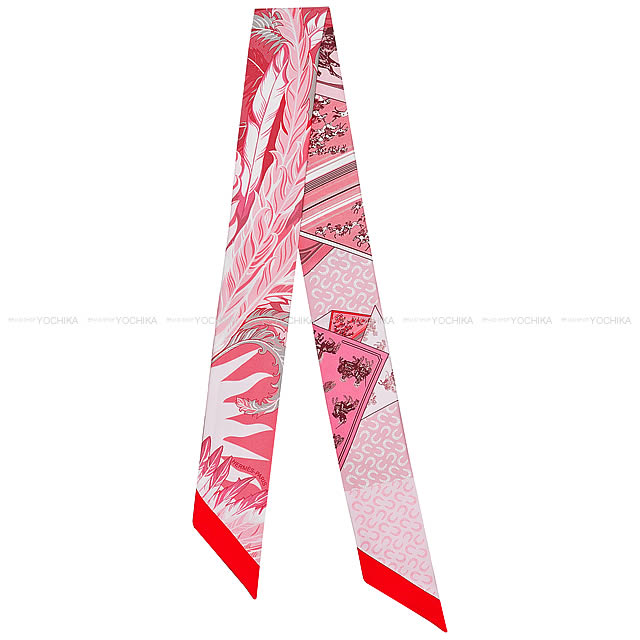 HERMES エルメス ツイリー スカーフ "Cheval Phoenix" グレナデンXローズXグリス シルク100% 新品