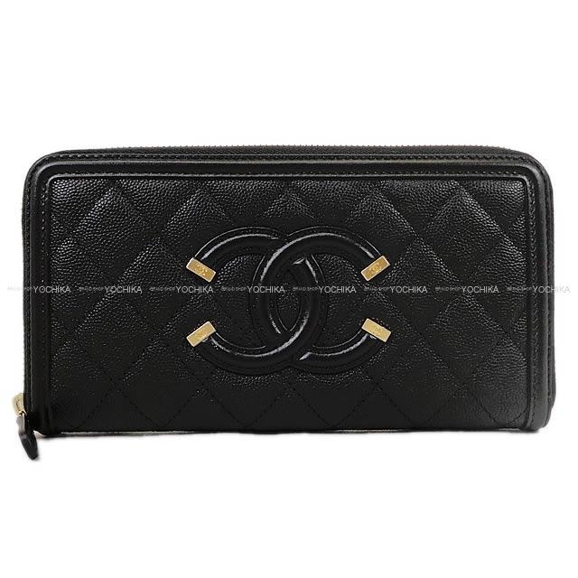 CHANEL シャネル ココマーク ラウンドファスナー長財布 黒 ゴートスキン ゴールド金具 A50071 新品