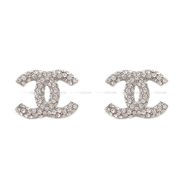 CHANEL シャネル ココマーク ラインストーン シャイニー ピアス シルバーA58327 新品