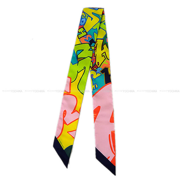 HERMES エルメス ツイリー スカーフ "エルメス・グラフィティー" シトロンXマラバールXキャバン