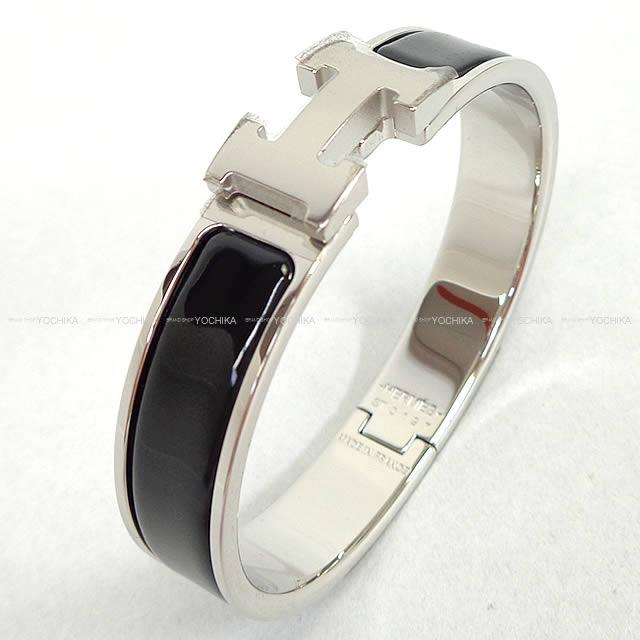 HERMES エルメス ブレスレット "クリック アッシュ Clic H" PM 黒Xシルバー 新品