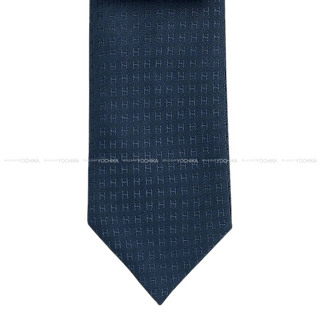 HERMES エルメス ネクタイ "Hロゴ/FACONNEE H" マリンクレール シルク100% 新品