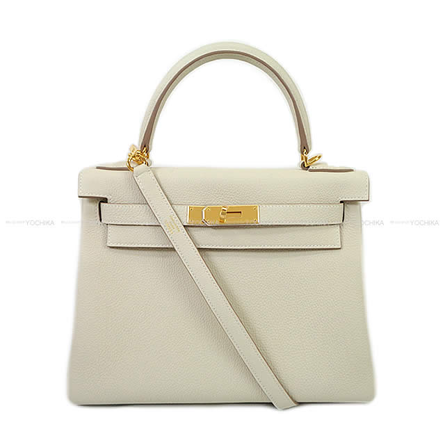 HERMES エルメス ハンドバッグ ケリー28 内縫い クレ トゴ ゴールド金具 新品