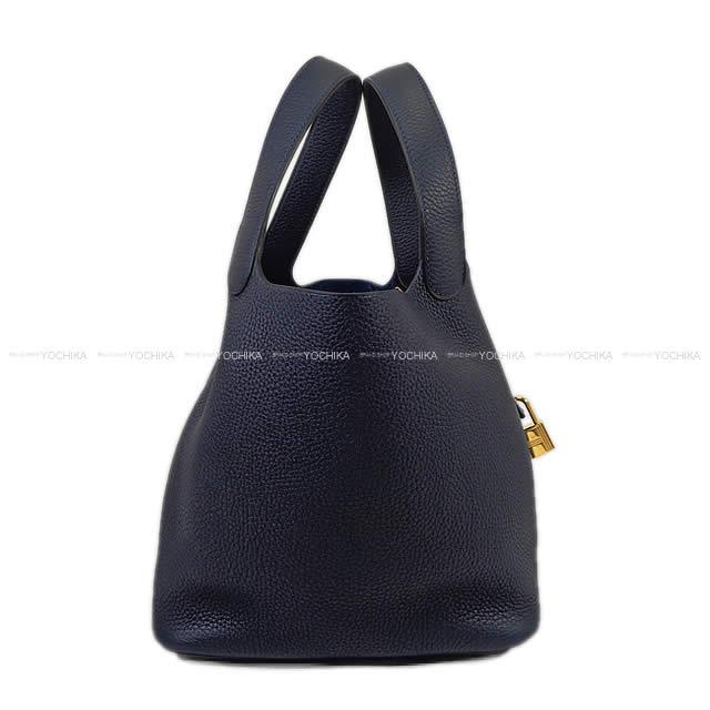 HERMES エルメス ハンドバッグ ピコタンロック 22 MM ブルーニュイ トリヨン ゴールド金具 新品