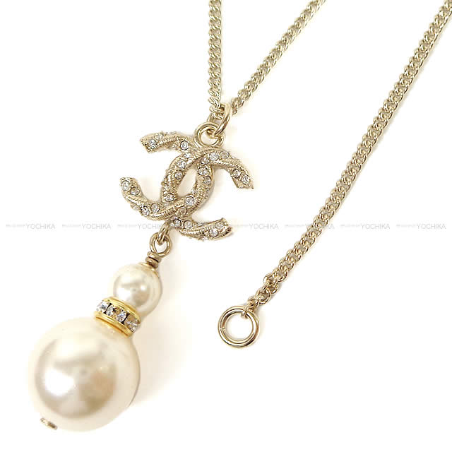 CHANEL シャネル ココマーク ツウィステッド ラインストーン ダブルパール ネックレス