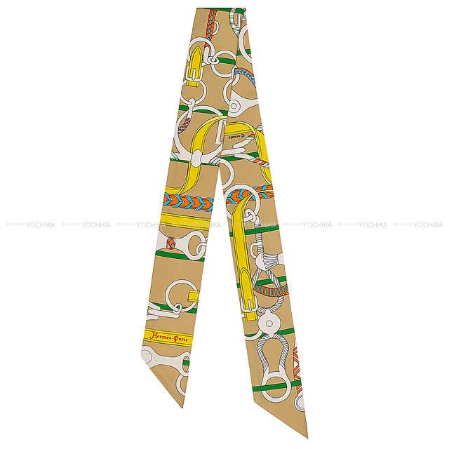 2018年秋冬 新作 HERMES エルメス ツイリー スカーフ "乗馬の装具一式" ベージュXオレンジXジョーヌ 新品