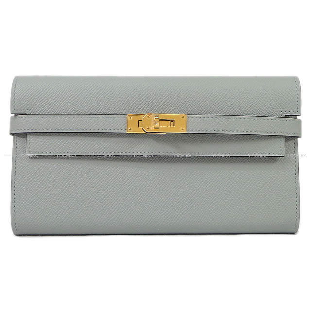 HERMES エルメス 長財布 ケリーウォレット ロング ブルーグラシエ エプソン ゴールド金具 新品