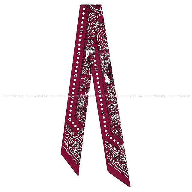 HERMES エルメス ツイリー スカーフ "空と海の間" ボルドーX黒X白 シルク100% 新品