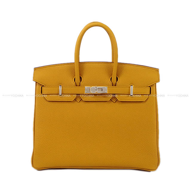 HERMES エルメス ハンドバッグ バーキン25 ジョーヌアンブル (アンバー) トゴ シルバー金具 新品