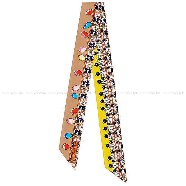 HERMES エルメス ツイリー スカーフ "マハラジャの装身具・デタイユ" ジョーヌヴィフ