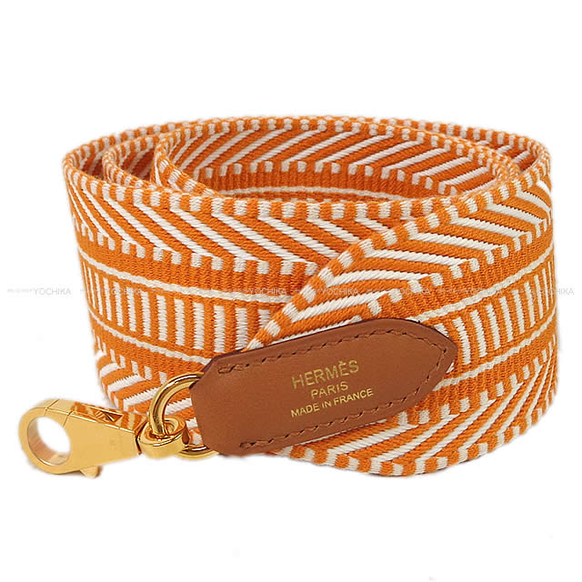 HERMES エルメス ショルダーストラップ "バンドリエール サングル カヴァル 50mm" 85cm アプリコット