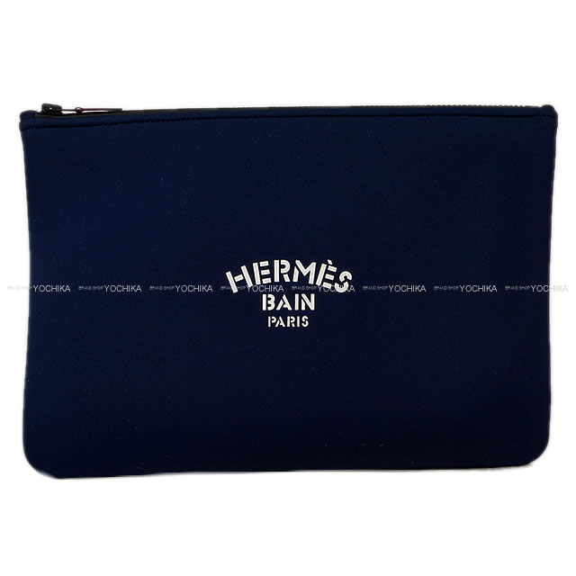 HERMES エルメス フラットポーチ "ネオバン" GM ブルー