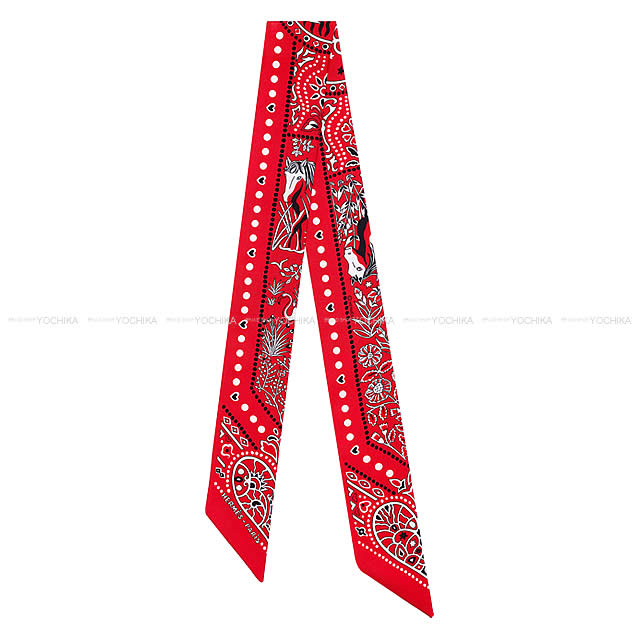 HERMES エルメス ツイリー スカーフ "Entre Ciel et mer Bandana/空と海の間" ルージュ