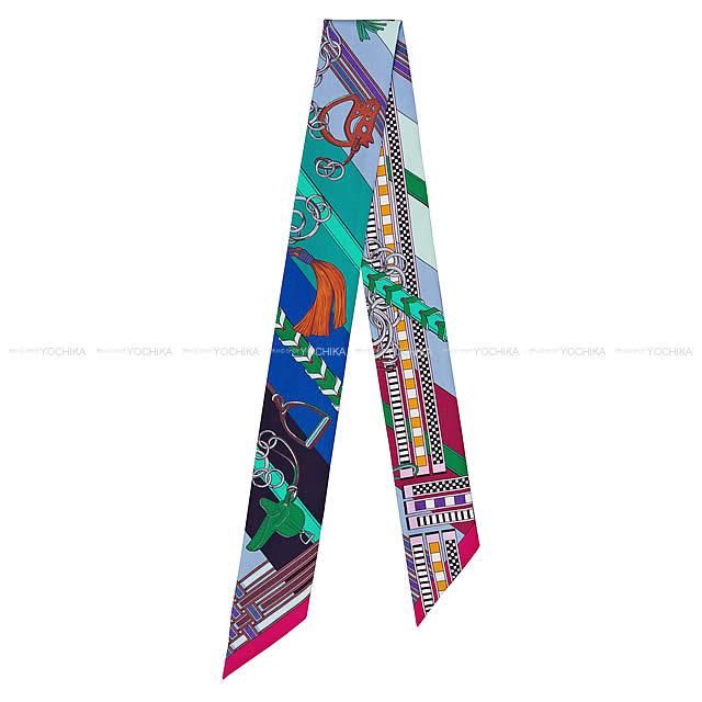 HERMES エルメス ツイリー スカーフ "馬勒とチャーム'' モーヴXヴェールXボルドー シルク100% 新品未使用